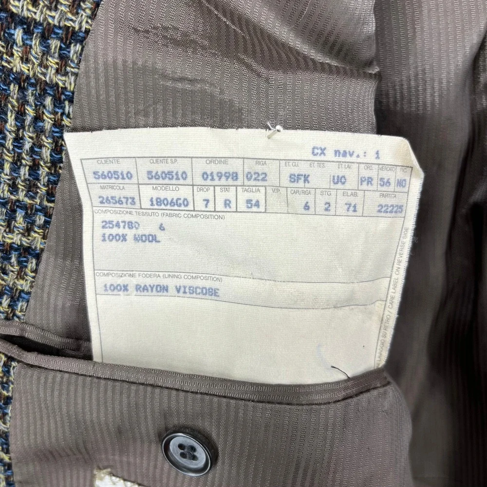 Ermenegildo‎ Zegna Soft Wool Blend Plaid Blazer Sport Coat Mens Size 54